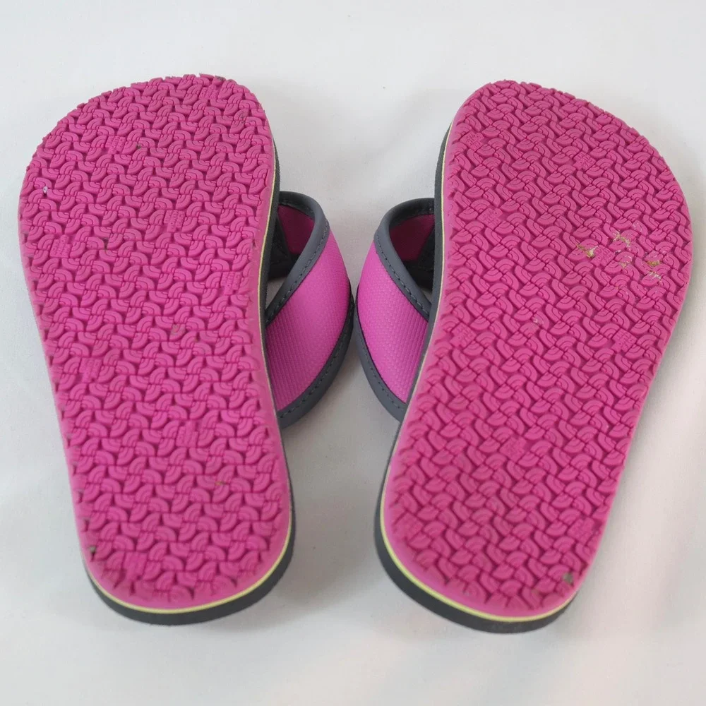 The North Face Base Camp Pink Gray Mini Flip Flops Sandals Girl's Size 3